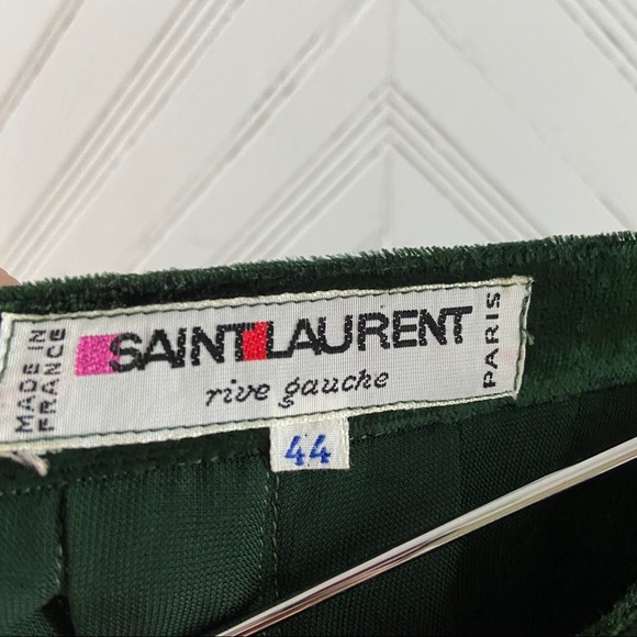 Saint Laurent • Green Velvet Pleated Wrap Skirt - Picture 6 of 8